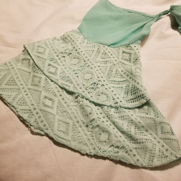Women's Top Size Small Teal Blue Beachy Coasty Whimsical Lace - Picture 10 of 10